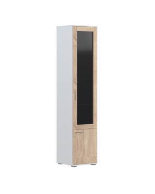 Шкаф-витрина с комбинированными дверьми BRVGF 45(R) Дуб Сонома светлый/Белый 450х450х2100 