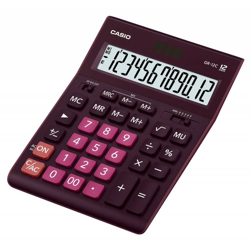 Калькулятор CASIO GR-12C-WR, 12-разрядный, бордовый главное фото