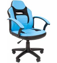 Кресло chairman 110 Kids (Ткань-экокожа черно-голубой)